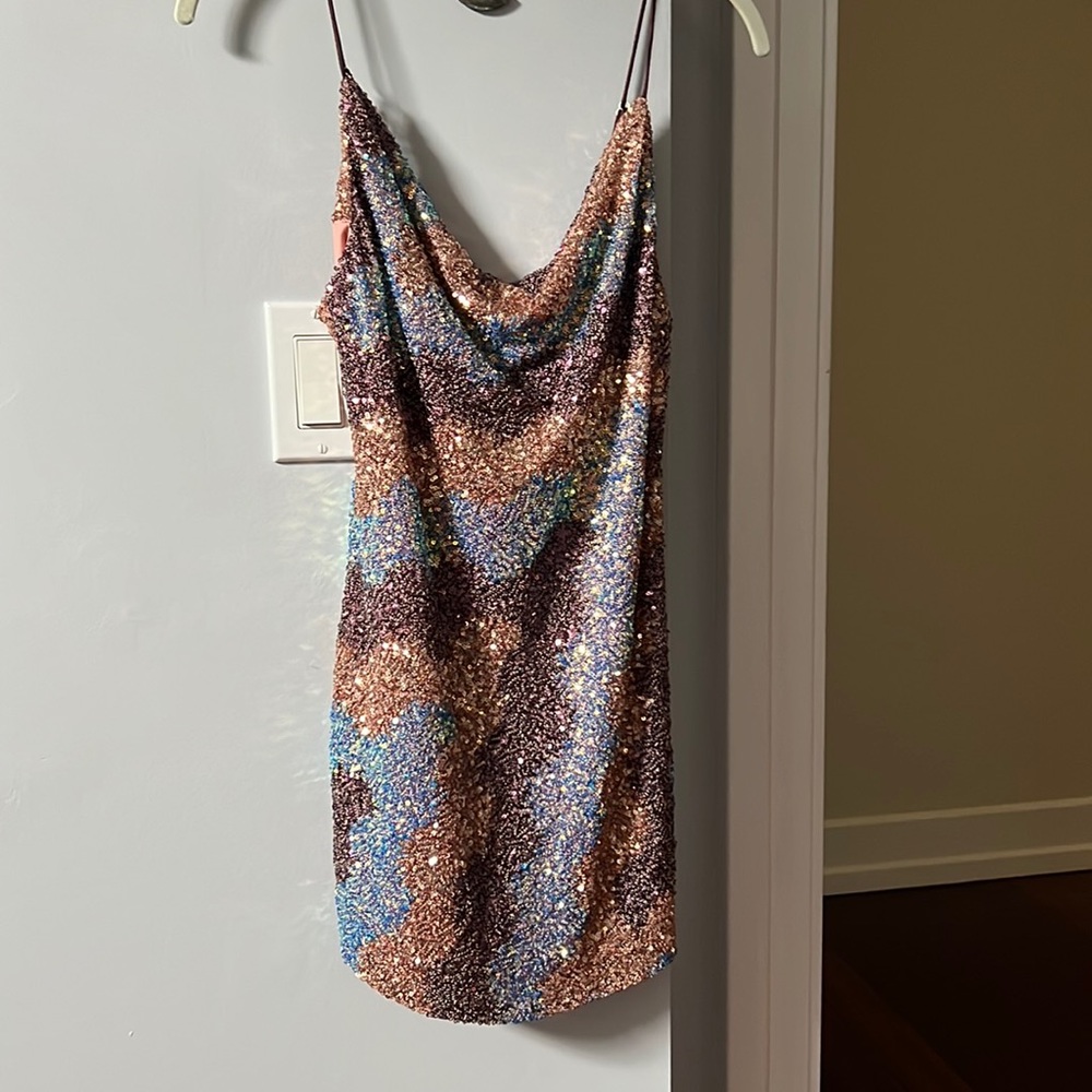 Lucy in the sky colorful sequin mini dress